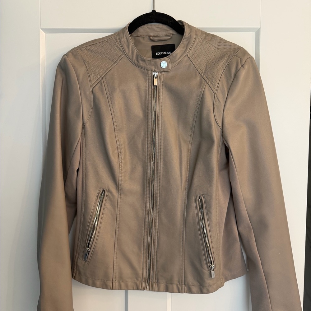 Express Women's Beige Leather Jacket